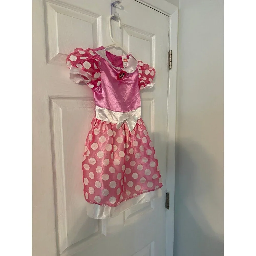 Disney Minnie Mouse Pink Polka Dot Costume Dress Toddler 3T 4T Halloween